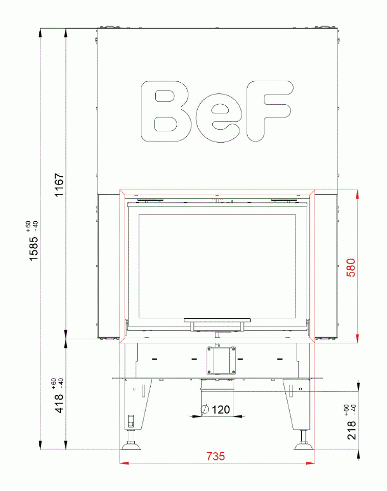 Каминная топка BeF Double V 7 N Feel