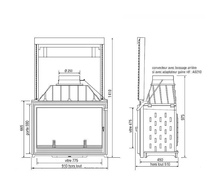 Каминная топка Seguin Super 9 с гильотиной