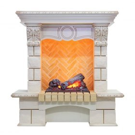 Каминокомплект Pierre Luxe - Слоновая кость / Шампань (Высота 975мм) с очагом Cassette 400 NH