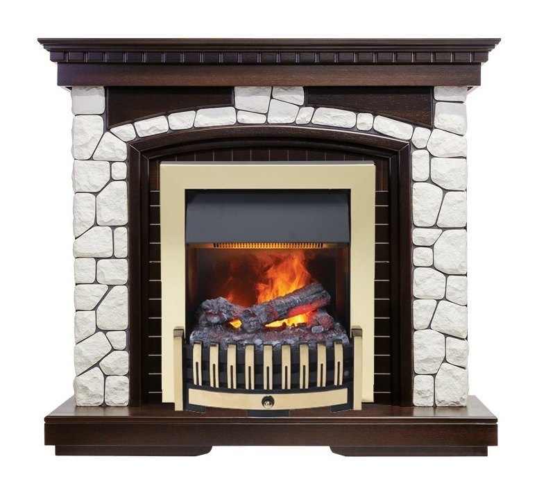 Каминокомплект Glasgow - Темный дуб / Белый с очагом Danville Brass FB2