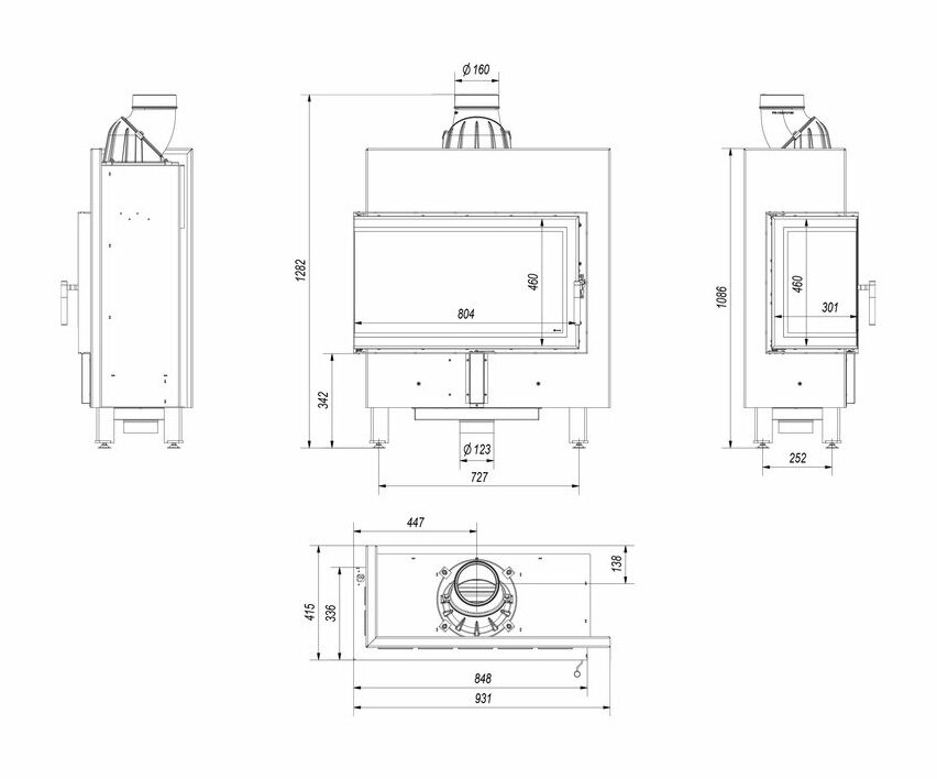 Каминная топка Kratki Lucy 14 SLIM L BS