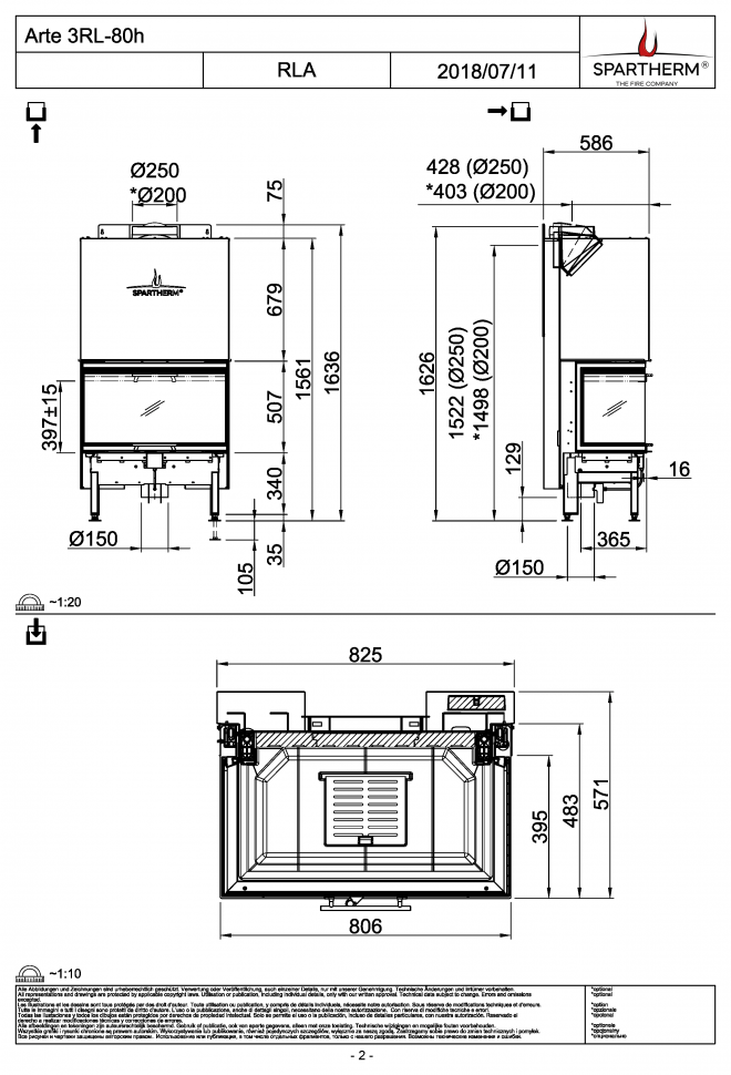 Каминная топка Spartherm Arte 3RL-80h 4S