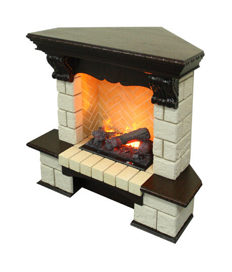 Портал Pierre Luxe угловой под очаг Cassette 400  темный дуб