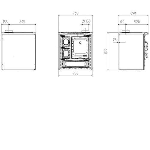 Чугунная печь отопительно-варочная Hergom Deva II 75 (чугун)