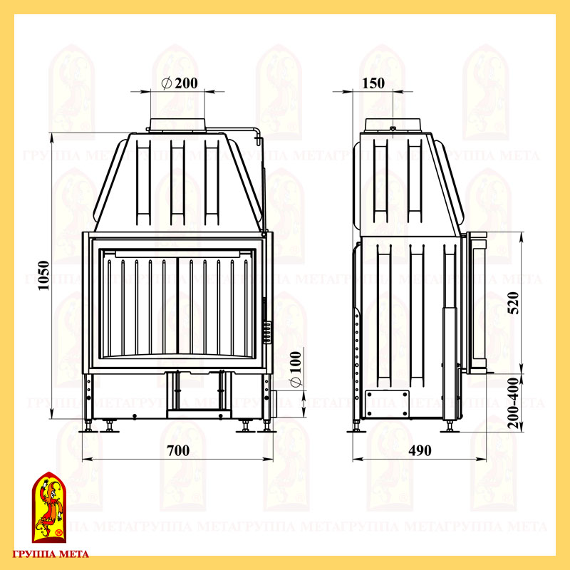 Каминная топка Мета Metafire Рона 710Ш Панорама