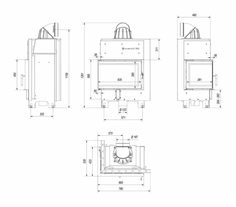 Каминная топка Kratki MBM 10 L/BS/SG (гнутое стекло)