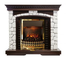 Каминокомплект Glasgow - Темный дуб / Белый с очагом Atherton