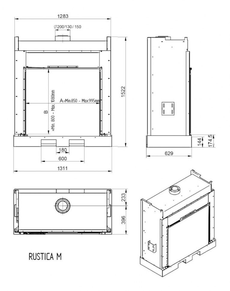 Газовый камин Рустик M (L / XL) / Rustica M (L / XL) gas