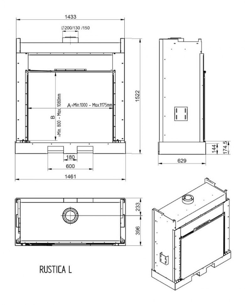 Газовый камин Рустик M (L / XL) / Rustica M (L / XL) gas