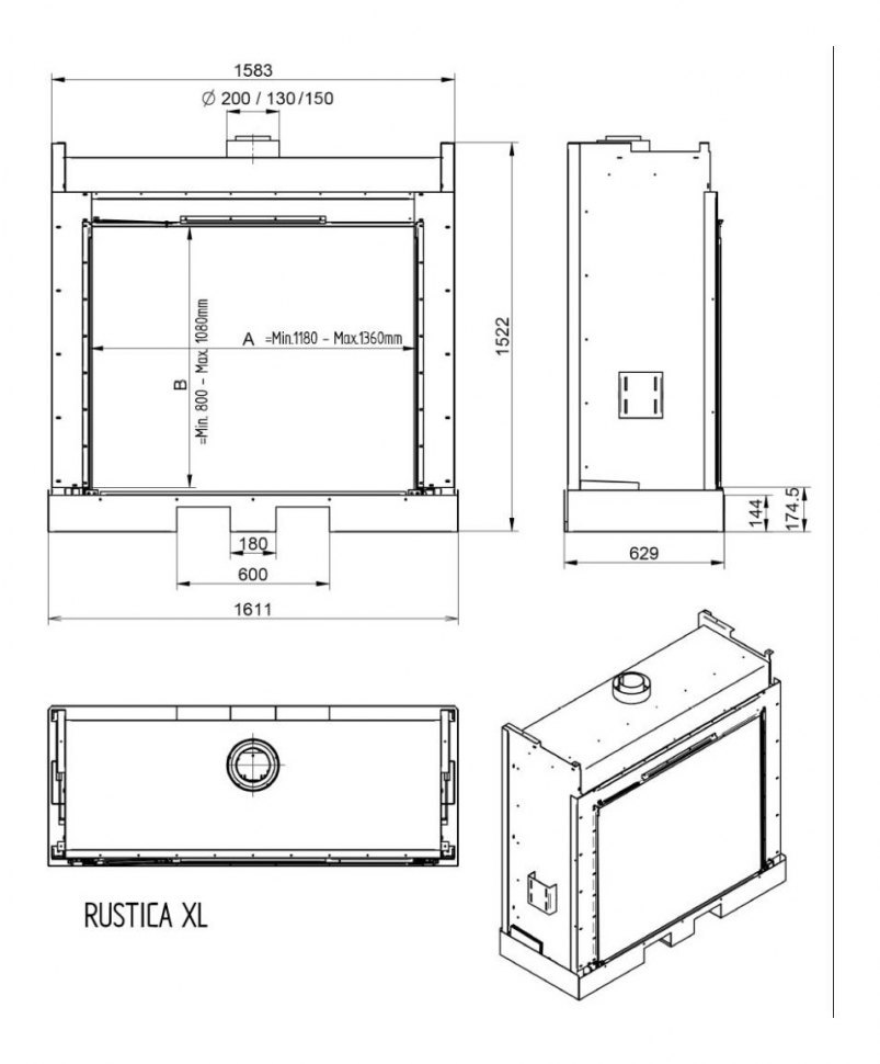 Газовый камин Рустик M (L / XL) / Rustica M (L / XL) gas