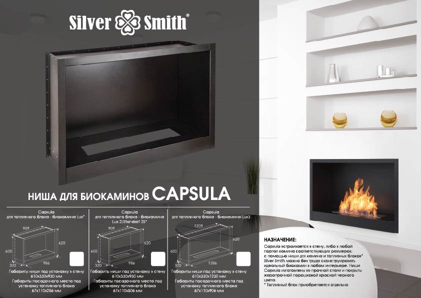Ниша для биокамина Silver Smith Capsula LUX