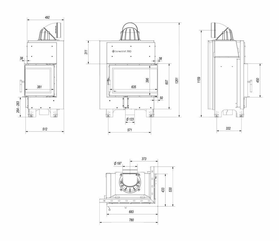 Каминная топка Kratki MBM 10 P/BS/SG (гнутое стекло)