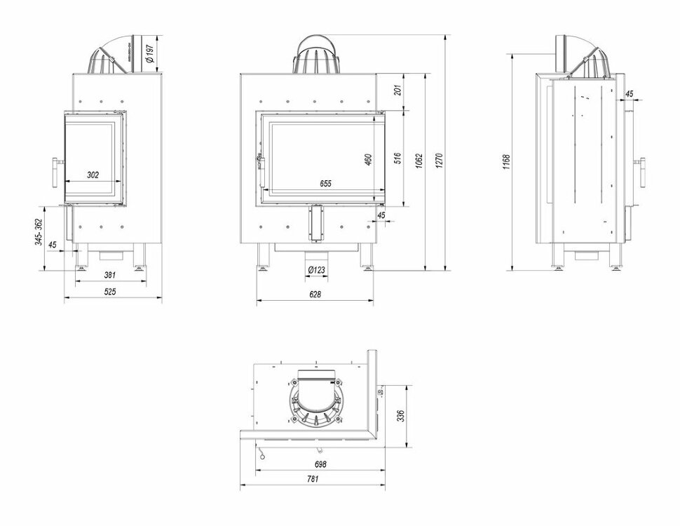 Каминная топка Kratki Lucy 12 P BS
