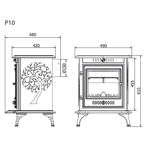 Чугунная печь камин Kaw-Met P10