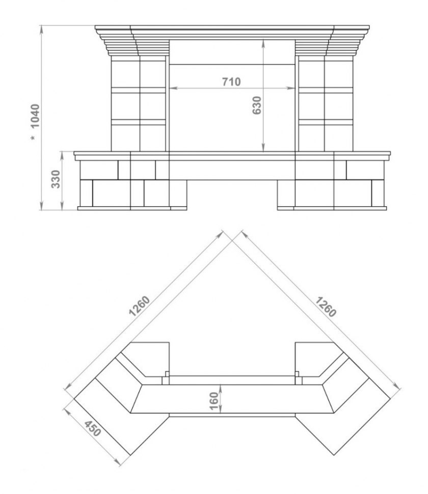 Каминная облицовка Madeira Daniella 700 (угловая)