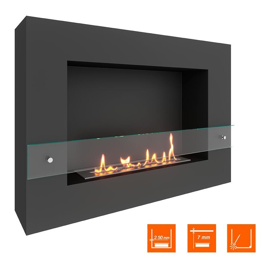 Биокамин SteelHeat WALL GRAND 900 черный (Стекло)