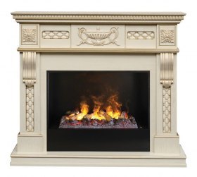 Электрокамин RealFlame Corsica Lux WT 3D Cassette 630 + Black вставка