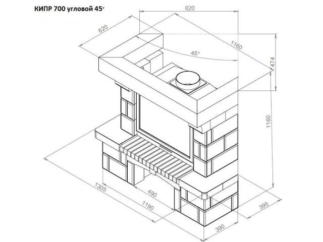Каминная облицовка Кипр 700 (угловая)