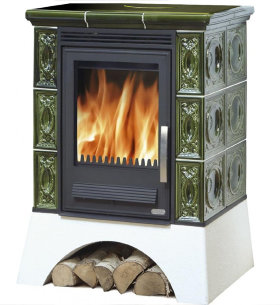 Кафельная печь-камин ABX Helvetia KP (белый цоколь)