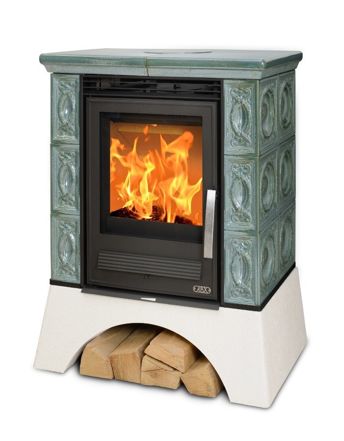 Кафельная печь-камин ABX Helvetia KP (белый цоколь)