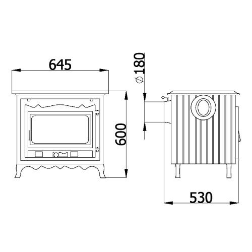 Чугунная печь камин Kaw-Met P2