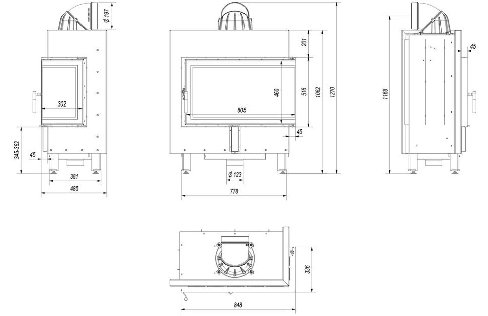 Каминная топка Kratki Lucy 14 P BS