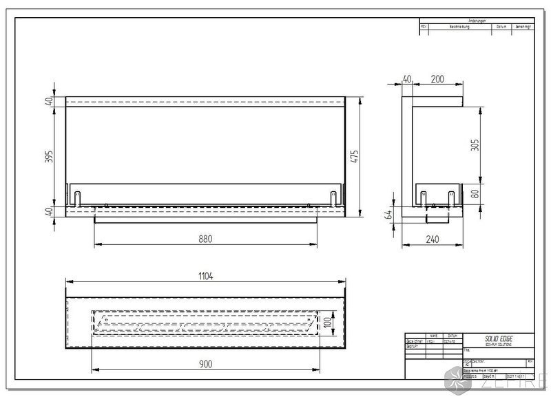 Биокамин ZeFire торцевой Standart 1100 со стемалитом