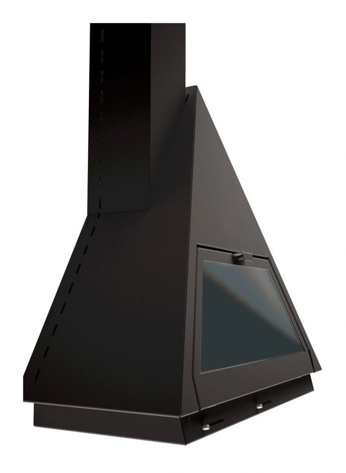 Камин BILBAO FRONTAL, со стеклом, труба слева, чёрный (Traforart)