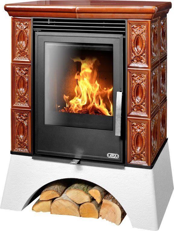 Кафельная печь-камин ABX Helvetia KPI (белый цоколь)