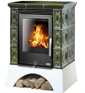 Кафельная печь-камин ABX Helvetia KPI (белый цоколь)