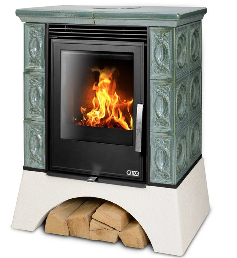 Кафельная печь-камин ABX Helvetia KPI (белый цоколь)