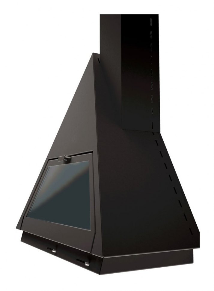 Камин BILBAO FRONTAL, со стеклом, труба справа, чёрный (Traforart)