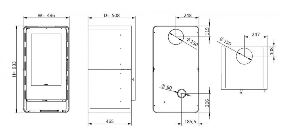 Печь-камин Solzaima Tek Round Eco