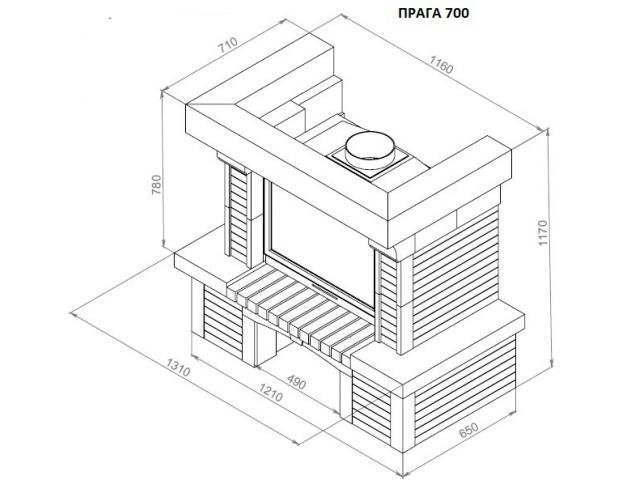 Каминная облицовка Прага 700 (пристенная)