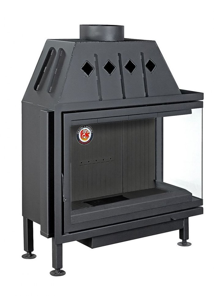 Каминная топка Экокамин Альфа 1000 RB (правая) (черный шамот)