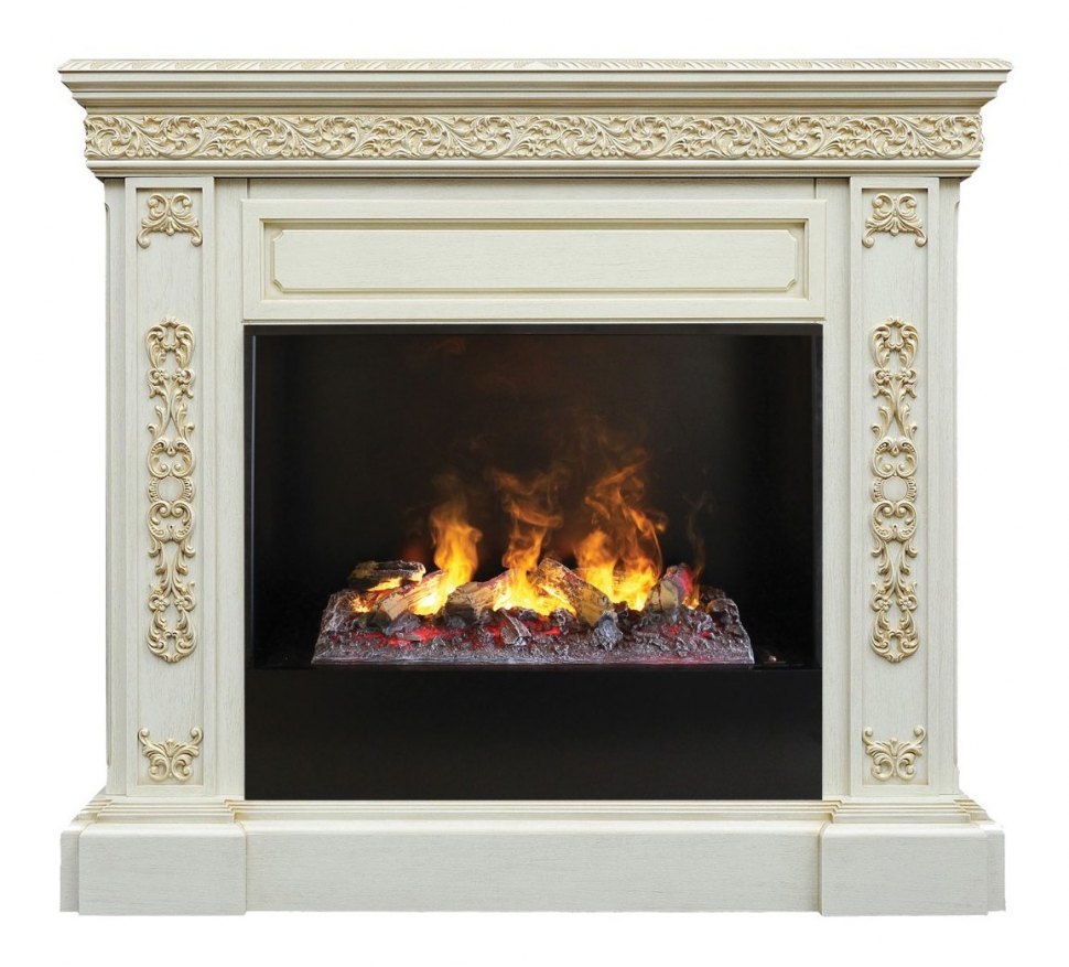 Электрокамин RealFlame Ekaterina WT 3D Cassette 630 + Black вставка