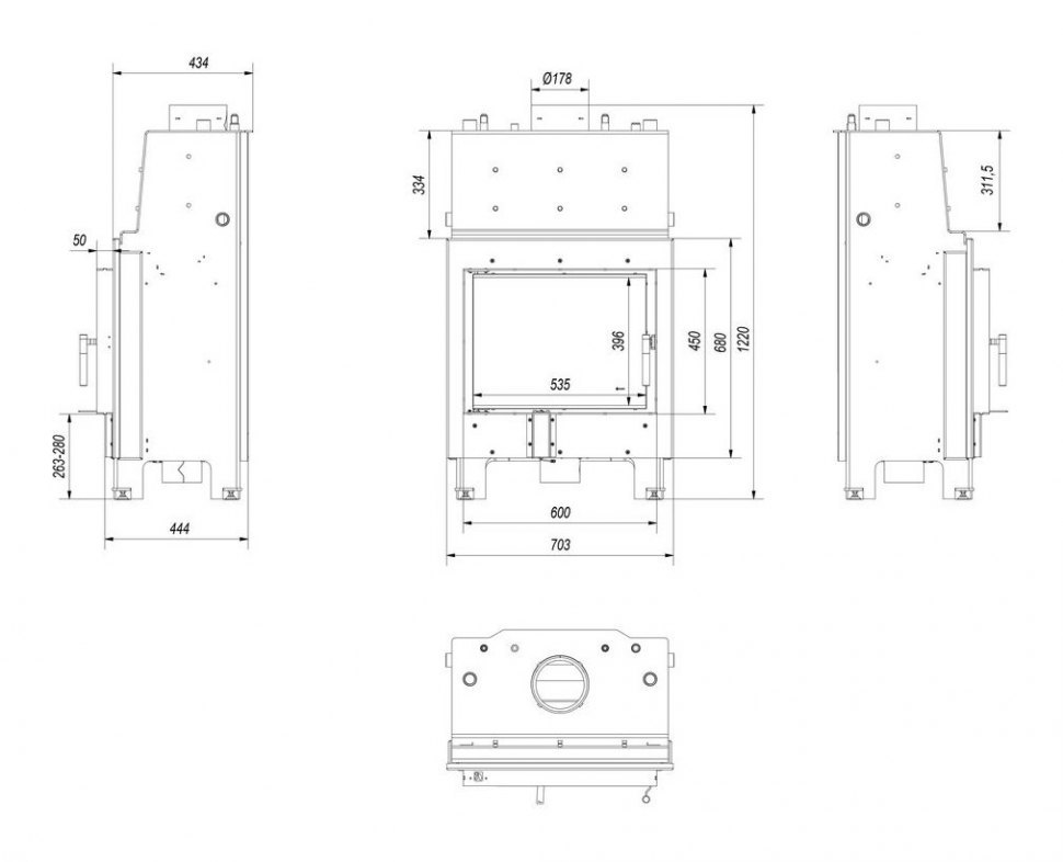 Каминная топка Kratki MBM PW 10