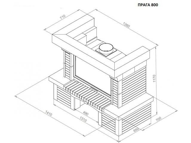 Каминная облицовка Прага 800 (пристенная)