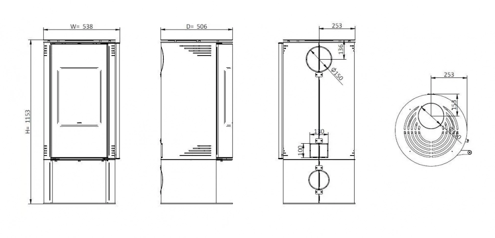 Печь-камин Solzaima Amber Porte Vidro