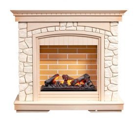 Каминокомплект Glasgow - Слоновая кость с патиной/Белый с очагом Cassette 600 NH