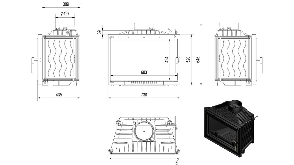 Каминная топка Kratki Wiktor Deco