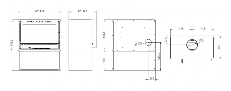 Печь-камин Solzaima Back Box