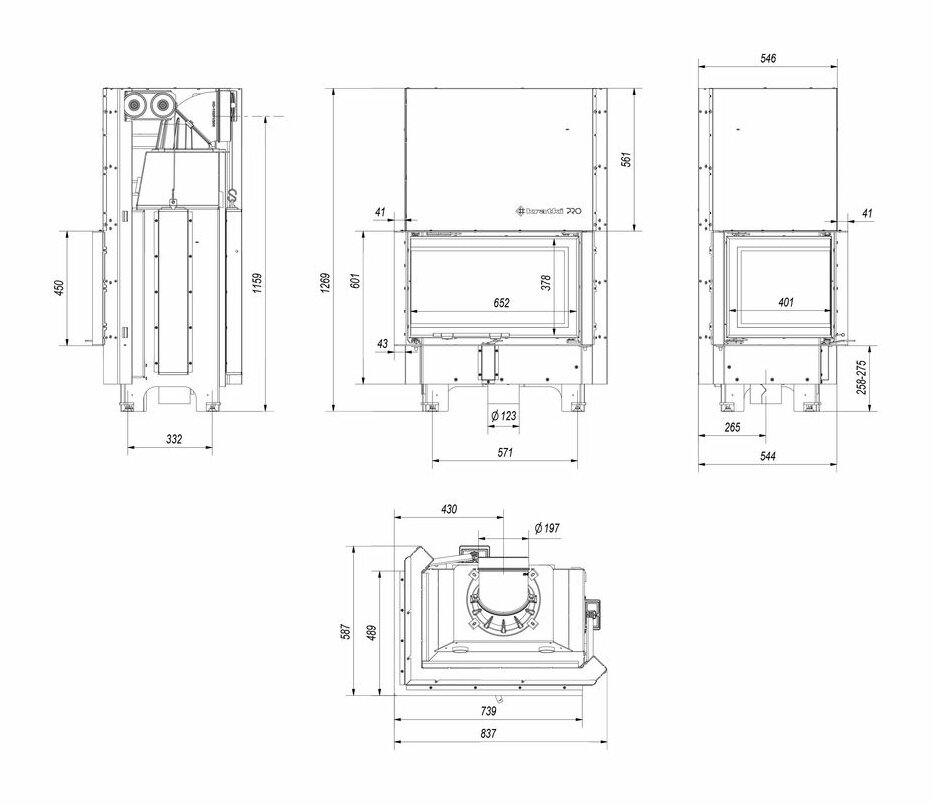 Каминная топка Kratki MBM L/BS/G