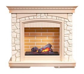 Каминокомплект Glasgow - Слоновая кость с патиной/Белый с очагом Cassette 400 NH