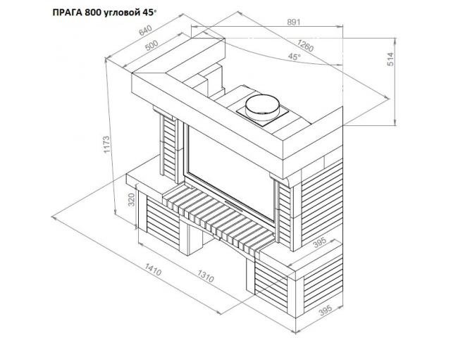 Каминная облицовка Прага 800 (угловая)