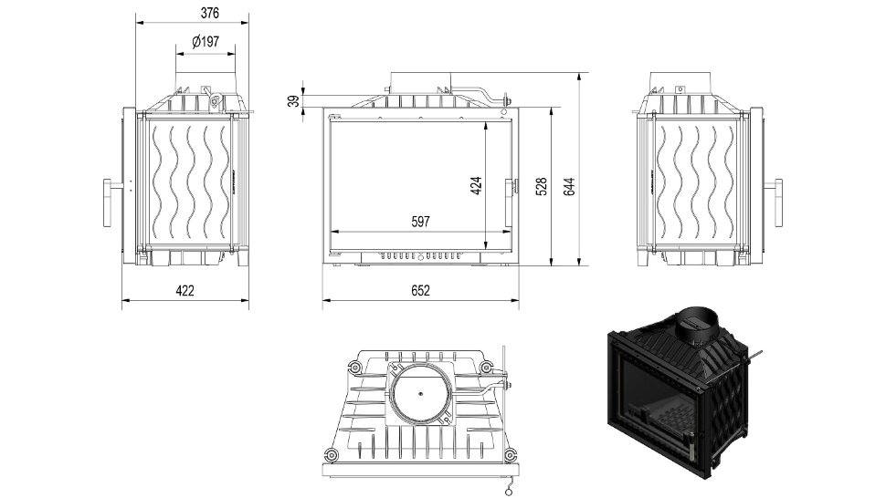 Каминная топка Kratki Eryk Deco