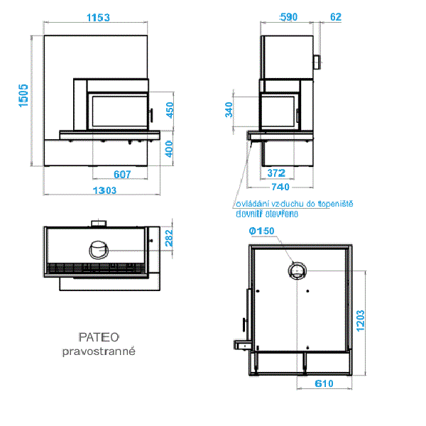 Камин ABX Pateo угловой правый
