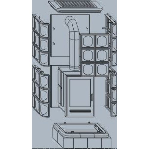 Кафельная печь-камин ABX Kaledonie color K с теплообменником