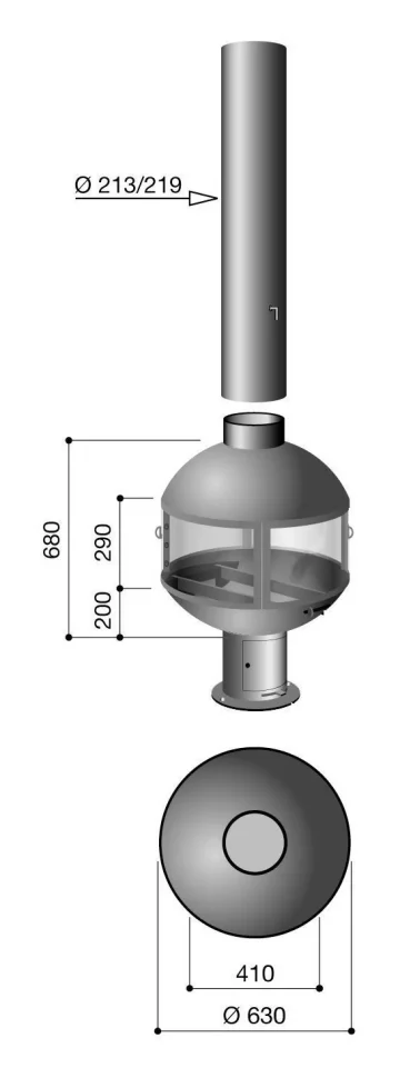 Камин дровяной Focus Agorafocus 630 на основании