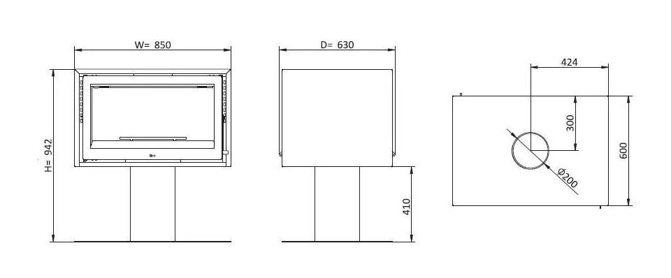 Печь-камин Solzaima Slim Box